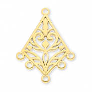 Roestvrij stalen (RVS) Stainless steel onderdelen hangers barok ruit met 5 oogjes Gold