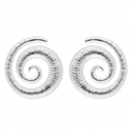 Roestvrij stalen (RVS) Stainless steel oorbellen / oorstekers spiraal Silver
