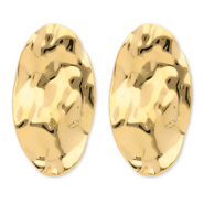 Roestvrij stalen (RVS) Stainless steel oorbellen / oorstekers ovaal Gold