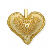Trendy hangers hart met bladmotief Gold