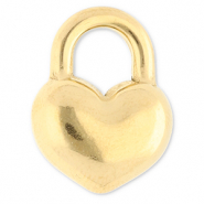 Roestvrij stalen (RVS) Stainless steel bedels hart Gold