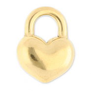 Roestvrij stalen (RVS) Stainless steel bedels hart Gold