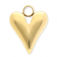 Roestvrij stalen (RVS) Stainless steel bedels hart Gold