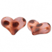 Acryl kralen hart met stippen Beige-brown