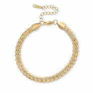 Roestvrij stalen (RVS) Stainless steel armbanden snake Gold