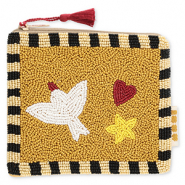BY31® Etui vogel met hart & ster Mustard brown-light gold-black-multicolour