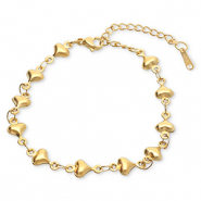 Roestvrij stalen (RVS) Stainless steel armbanden hartjes Gold