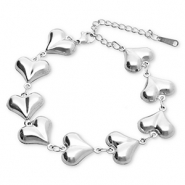 Roestvrij stalen (RVS) Stainless steel armbanden hartjes Silver