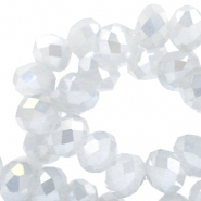 Top Facet kralen 4x3mm disc Light grey-pearl diamond coating