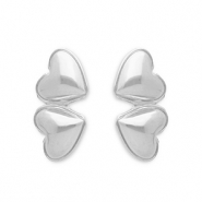 Roestvrij stalen (RVS) Stainless steel oorbellen / oorstekers hartjes Silver