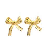 Roestvrij stalen (RVS) Stainless steel oorbellen / oorstekers strik Gold