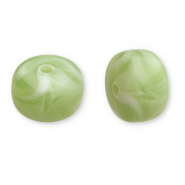 Acryl kralen disc Olive green-white