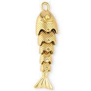 Roestvrij stalen (RVS) Stainless steel bedels vis Gold