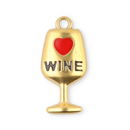 Roestvrij stalen (RVS) Stainless steel bedels wijnglas Gold-red