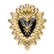 Roestvrij stalen (RVS) Stainless steel bedels heilig hart Gold-black