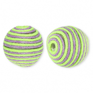 22 mm acryl kralen met waxkoord Lime green-lavender purple