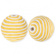 22 mm acryl kralen met waxkoord Ochre yellow-white