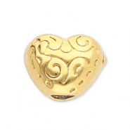Roestvrij stalen (RVS) stainless steel kralen hart Gold