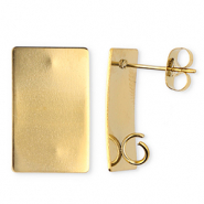 Roestvrij stalen (RVS) Stainless steel onderdelen oorbellen / oorstekers rechthoek met oogje Gold