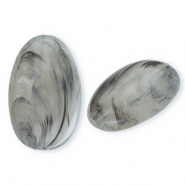 Acryl kralen langwerpig ovaal Grey-marble