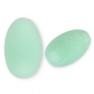 Acryl kralen langwerpig ovaal Mint green-marble