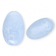 Acryl kralen langwerpig ovaal Blue-marble