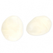 Acryl kralen ei-vormig Off white-marble