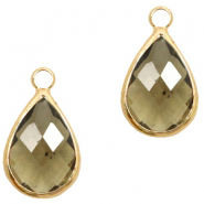 Hangers van crystal glas druppel 18x10mm Greige crystal-gold