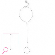 Roestvrij stalen (RVS) Stainless steel handkettingen ball Silver