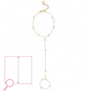 Roestvrij stalen (RVS) Stainless steel handkettingen ball Gold