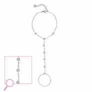 Roestvrij stalen (RVS) Stainless steel handkettingen Silver-crystal