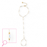 Roestvrij stalen (RVS) Stainless steel handkettingen Gold-crystal AB-white