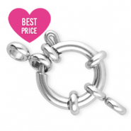 Roestvrij stalen (RVS) Stainless steel onderdelen boeislot 14mm met oogjes Zilver