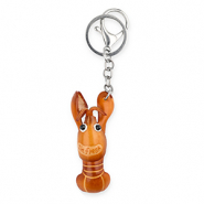 Sleutelhangers van leer kreeft "I'm fresh" Burnt orange-sand beige-black-white