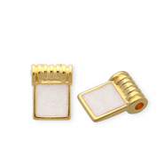 Bedels DQ® metaal vierkant Goud-pearl white (nikkelvrij)