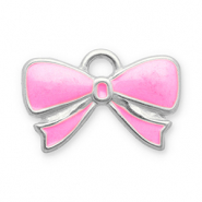 Roestvrij stalen (RVS) Stainless steel bedels strik Silver-pink