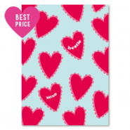 Sieraden kaartjes "bestie xoxo" Light blue-red
