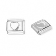 Roestvrij stalen (RVS) Stainless steel Italian charms losse schakels hart Silver