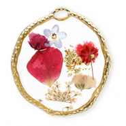 Bedels met gedroogde bloemetjes irregular Gold-multicolour