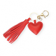 Sleutelhangers hart met kwast Red-gold
