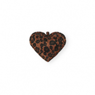 Statement hangers hart met luipaardprint Dark brown-black