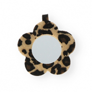 Statement hangers spiegel bloem met luipaardprint Beige-dark brown-black