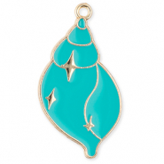 Bedels metaal schelp Gold-turquoise