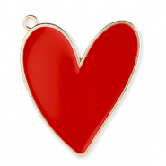 Bedels metaal hart Gold-red