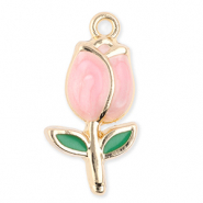 Bedels metaal tulp Gold-light pink-green