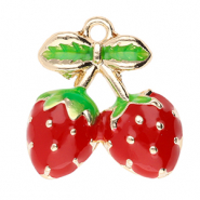 Bedels metaal aardbei Gold-red-green