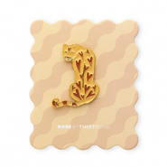 BY31&reg; Pin luipaard op kaartje Beige-brown-red-gold