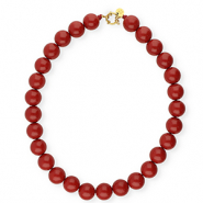 BY31® 16mm acryl kralenkettingen shiny Salsa red 18-1657 TCX-gold