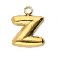 Roestvrij stalen (RVS) Stainless steel bedels letter Z Gold