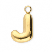 Roestvrij stalen (RVS) Stainless steel bedels letter J Gold